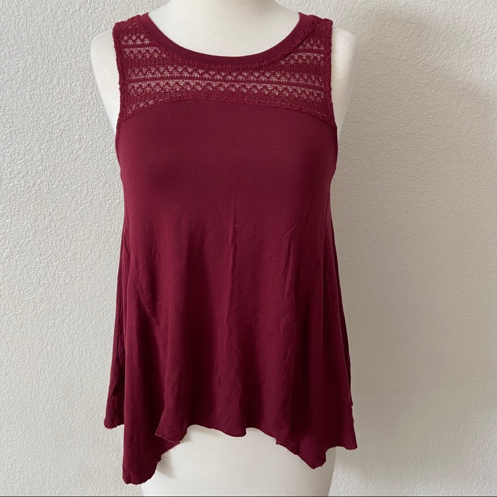 American Eagle Soft & Sexy Crochet Maroon Top